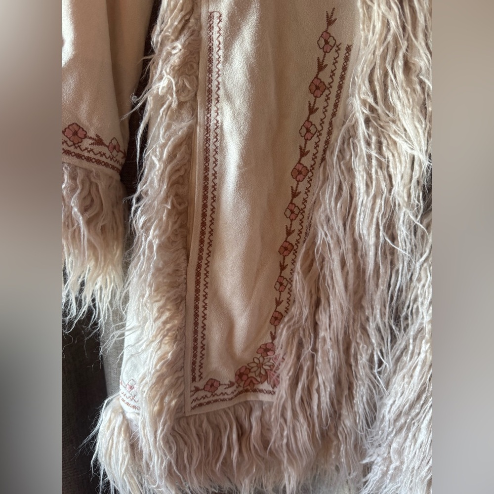Spell Cream and Tan Joplin Shearling Jacket with Faux Fur Trim - Picture 2 of 10